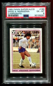 1985 Panini Superfußball Aufkleber #160 Maradona PSA 6 LOW POP = 4 - Bild 1 von 2
