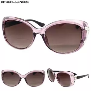 Women Classy Vintage Retro Oval BIFOCAL Reading SUN GLASSES READERS Purple Frame - Picture 1 of 6