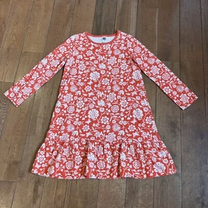 NWOT Girls Tea Collection Long Sleeve Dress Red White Floral 100% Cotton sz 10 - Picture 1 of 7