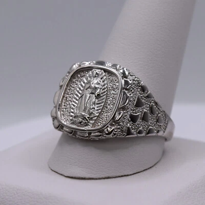 Anillo de plata de ley 925 con sello de Nuestra Señora de Guadalupe para hombre Foto 1 de 4