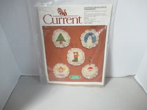 Current Christmas Tree Santa Snowman Angel Counted Cross Stitch Kit 1984 NIP - Picture 1 of 7