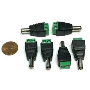 6 Pieces DC Power Jack Adapter Connector Plug Led Strip Male 2.1x5.5mm B28 - Picture 1 of 2