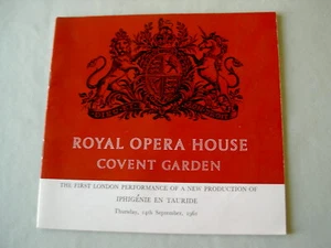 Programme: ROH Covent Garden 1961 GLUCK Iphigenie en Tauride Rita Gorr Solti - Picture 1 of 3