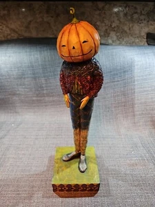 Statuina uomo zucca Halloween Jim Shore/Heartwood Creek 14" - "Creepy" in scatola - Foto 1 di 5