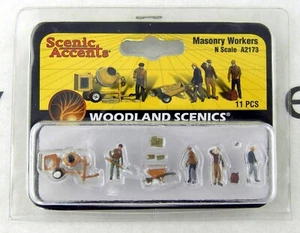 N Scale Masonry Workers Figures - Woodland Scenics #A2173 - Picture 1 of 2