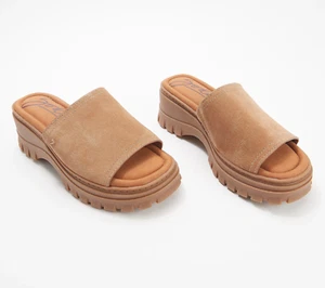 Zodiac Women's Halle Leather Sandals Toe Platform Slip On - Picture 1 of 6