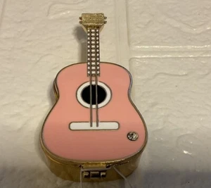 Miniature Guitar trinket box / enamel / hinged / magnetic closure - Picture 1 of 7
