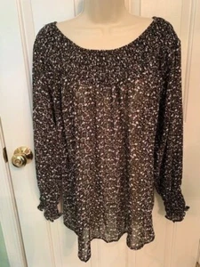 New w Tags Kori Floral Black/Multi Color on/off Shoulder Flutter Top Size S - Picture 1 of 6