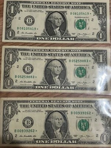 2013 "B" $1 ONE DOLLAR STAR NOTE BILL DUPLICATE SERIES Error 3 To Choose From! - Picture 1 of 10