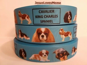 Grosgrain Ribbon Cavalier King Charles Spaniel Dog Breeds Puppy Dog Show, 1" - Picture 1 of 1