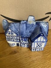 Vintage Blue and White Pottery English Shops Money Box Post Office and Bank