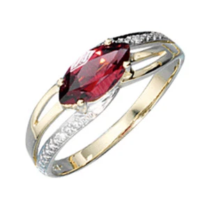 Ring, Damenring, Granat Diamanten Brillanten 585 Gold, Gelbgold, Fingerschmuck - Bild 1 von 1