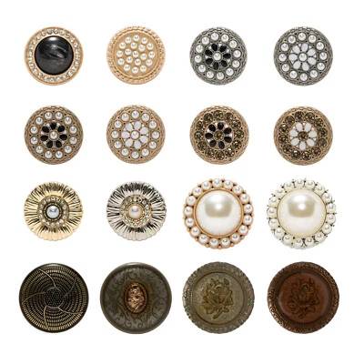 5pcs Enamel Pearl Retro Metal Shank Button Sewing Coat Jacket Crafts Gift Decor - Image 1 of 4