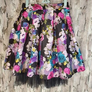 Disney D-Signed Girl’s Size 14-16 Descendants Floral Taffeta Skirt Tulle Under - Picture 1 of 7