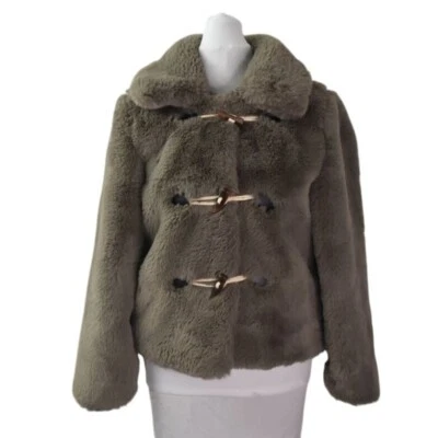 Jaqueta Love Token de pele sintética marrom com fechos alternados XS 100% poliéster - Imagem 1 de 4