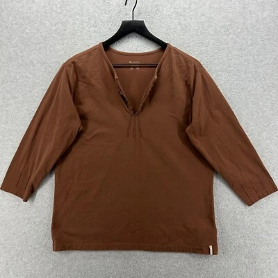 Camiseta Columbia para mujer talla XL marrón manga 3/4 cuello en V mezcla de algodón informal Foto 1 de 4