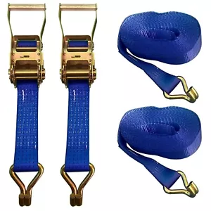 PACK OF TWO 4mtr x 50mm (5 Tonne) Ratchet Strap with Claw Hooks - Picture 1 of 1