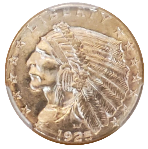USA 1925-Denver (after 1906) Indian $2.5 Gold Coin (MS 64-PCGS) Cover