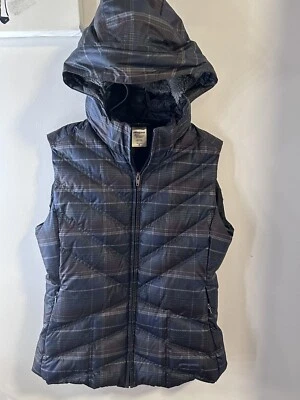 Chaqueta Patagonia para mujer mediana plumón de ganso chaleco acolchado a cuadros capucha extraíble Foto 1 de 4