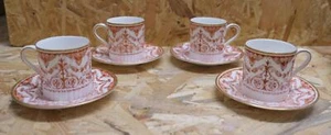 Rare Ensemble De 4 Tasses À Café Et Soucoupes WEDGWOOD Porcelaine Anglaise XIXe - Picture 1 of 20