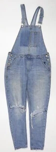Denim & Co. Womens Blue Cotton Dungaree One-Piece Size 8 L27 in Zip - Distressed - Picture 1 of 10