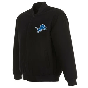 Chaqueta reversible de lana de diseño NFL Detroit Lions JH negra 2 logotipos frontales - Imagen 1 de 4