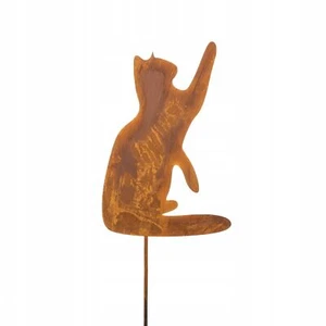 GATTO EDGAR CORTEN METALLO GIARDINO ORNAMENTI STAND ALL'APERTO FIGURINE - Foto 1 di 3