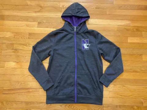 Northwestern University Mens Sz M Hoodie Full Zip Jacket Long Sleeve Wildcats Cover