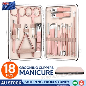 18PCS Manicure Pedicure Kit Set Stainless Steel Nail Grooming Clippers Tools AU - Picture 1 of 12