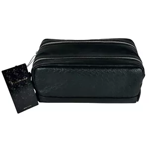 Billionaire Couture Negro Monograma Cuero Doble Cremallera Kit de Inmersión Bolso de Aseo Estuche - Imagen 1 de 9