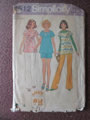 16 Simplicity Jiffy Maternity Pullover Top Pants Shorts vtg 1960s pattern sewing - Image 1 of 4