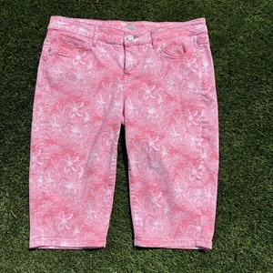 Tommy Bahama Boardwalk Soft Flamingo Pink Bermuda Clam Digger Denim Shorts Sz 30 - Picture 1 of 10