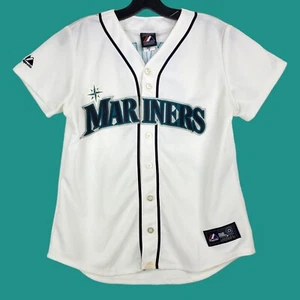 SEATTLE MARINERS Jersey Youth GIRLS Medium White EMILY #01 MAJESTIC MLB Baseball - Picture 1 of 10