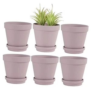 Large Terra Cotta Pots with Saucer- 6 Pack Large 6'' Terra Cotta Plant Pot - Picture 1 of 6