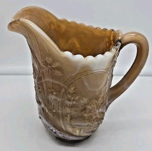 Vintage Imperial Ruby Glass Caramel Slag Embossed Windmill Pitcher - Picture 1 of 12