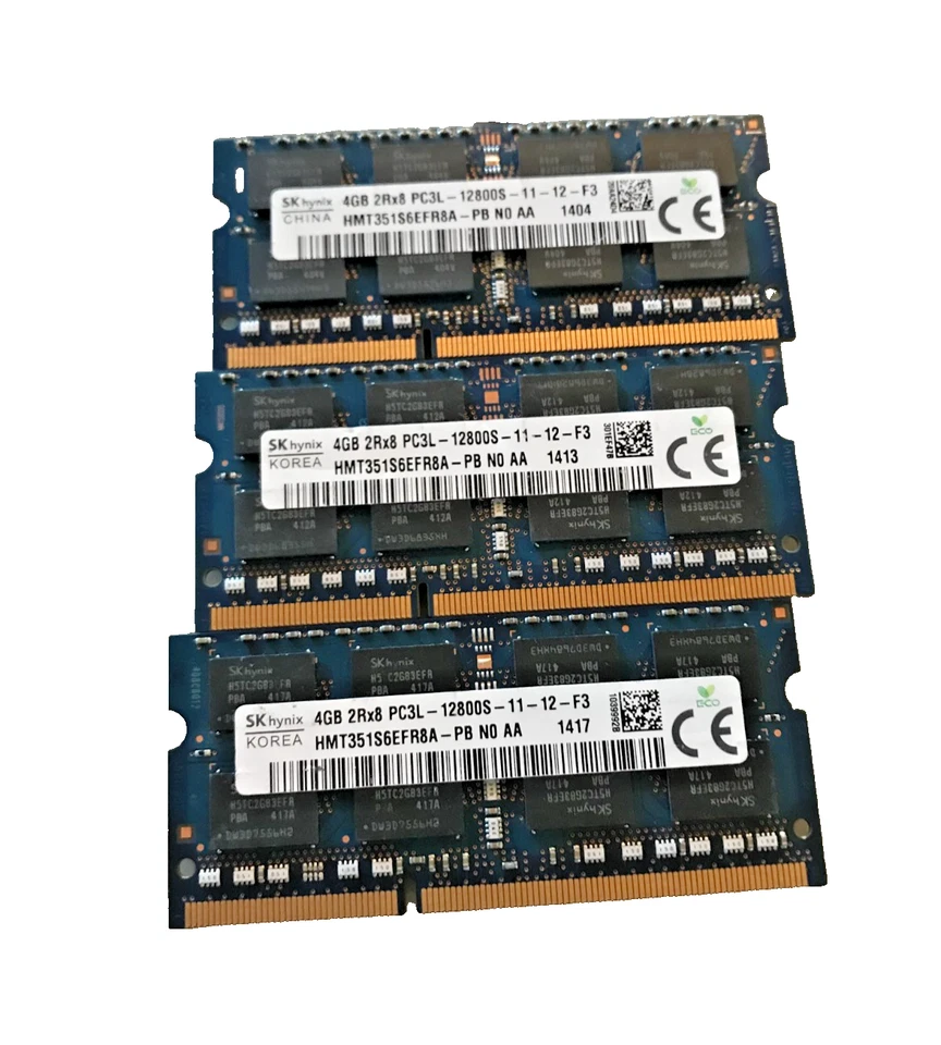 12GB (3x4GB) PC3L-12800s DDR3-1600MHz 2Rx8 Non-ECC Hynix HMT351S6EFR8A-PB - Image 1 of 1
