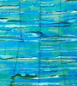 Grün Blau See Aquarell Linien Batik Stoff Fat Quarter 20” x 21,5” Quilts - Bild 1 von 1