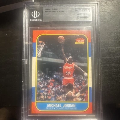 Baloncesto Fleer 1986-87 #57 Michael Jordan radiocontrol novato BGS auténtico alterado Foto 1 de 2