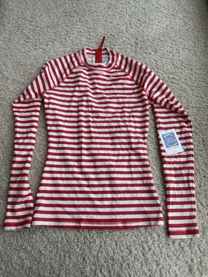 Новый с Ярлыками J. Crew длинным рукавом rash guard в классическую полоску, красный/белый, средний - Изображение 1 из 4