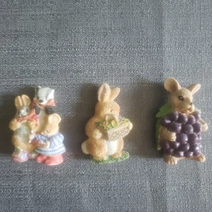 Refrigerator Magnets Vintage Bunnies Rabbits Lot 3 - Picture 1 of 2