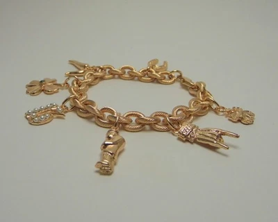 Pulsera mujer dijes colgantes oro antiguo vintage años 50 cuerno de la suerte Foto 1 de 4