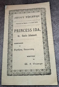 1884 D`Oyly Carte programme Gilbert & Sullivan Princess Ida Savoy Theatre - Foto 1 di 3
