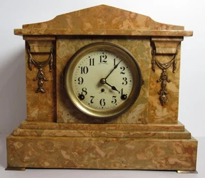 Antike Seth Thomas Faux Marble Adamantine Kaminuhr 8 Tage, Zeit/Schlag - Bild 1 von 13