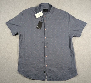 Rails Men Shirt XXL NWT Carson Louis Leaf Slate Linen Blend Button Short Sleeve - Picture 1 of 13