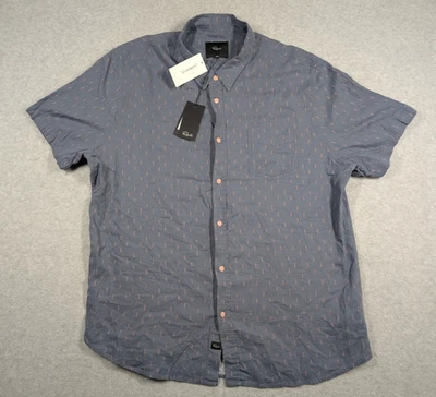 Rails Men Shirt XXL NWT Carson Louis Leaf Slate Linen Blend Button Short Sleeve - Image 1 of 4