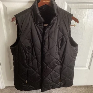 Ralph Lauren Black Faux  Fur Quilted Reversible Pocket  Vest Women's Sz 2X-Nice - Picture 1 of 8