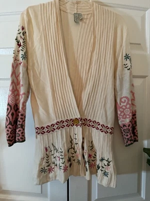 Cárdigan Sahalie Boho Floral Bordado Talla S Hippie Scandi Euro Fairy Foto 1 de 4
