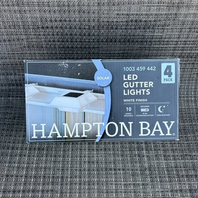 4 Pk Hampton Bay Roof Gutter Light Solar Powered Security LED Outdoor White 4 Pk - Image 1 of 4