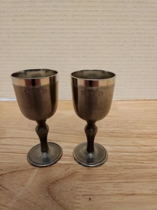 Vintage 2 John Somers Pewter Goblets/Wine Glasses 3.5” Brazil Rare - Picture 1 of 9