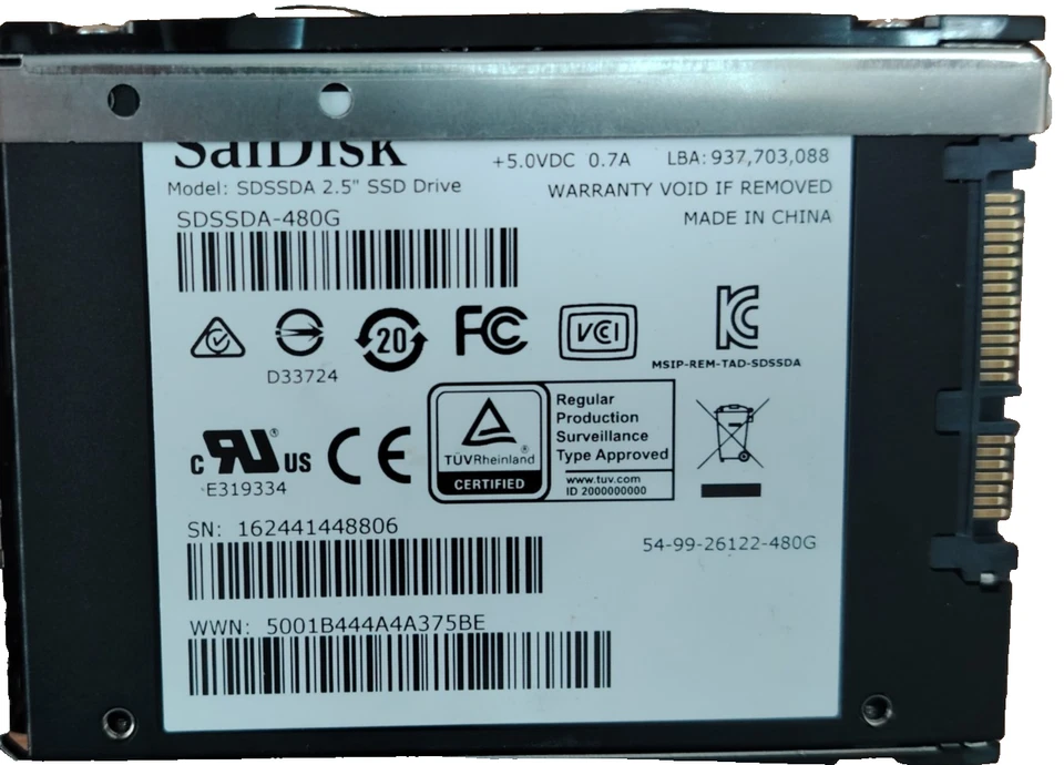 SanDisk 480GB SATA SSD SDSSDA-480G 2.5" 6Gb/s Solid State Drives - Image 1 of 1